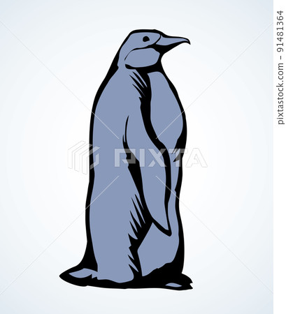 Penguin on the ice. Vector drawing 91481364