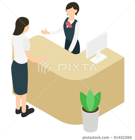 接待櫃檯和女性顧客 91482066