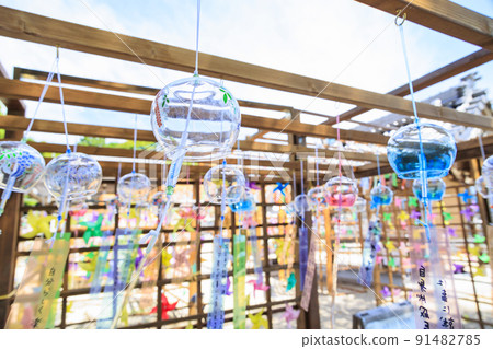 Kanai Shrine's Hanatemizu and wind chimes Kanai Shrine's Hanatemizu and wind chimes 91482785