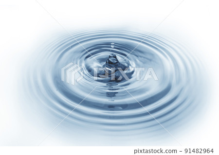 Splash water, water dripping on the water surface Blue water wave Isolated on white background 91482964