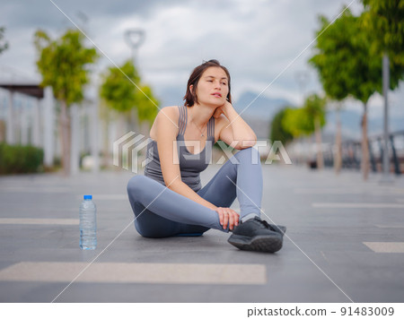 outdoor sports, workout and wellness concept. 91483009