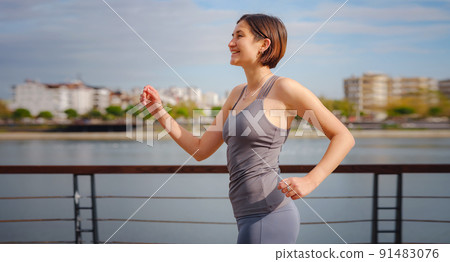 outdoor sports, workout and wellness concept. outdoor sports, workout and wellness concept. 91483076