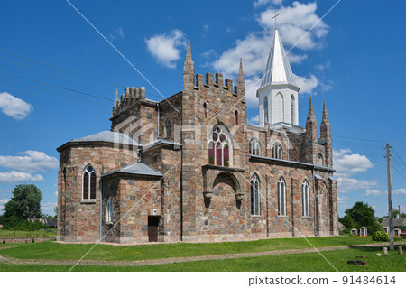 Old ancient catholic church of Our Lady of the Rosarya in Peski village, Grodno region, Belarus. Old ancient catholic church of Our Lady of the Rosarya in Peski village, Grodno region, Belarus. 91484614