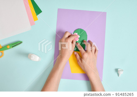 DIY. A postcard with a cactus in a pot. Step-by-step photo instruction. 91485265