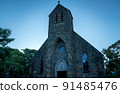landmarks of Mauritius island - beautiful old church near the beach 91485476
