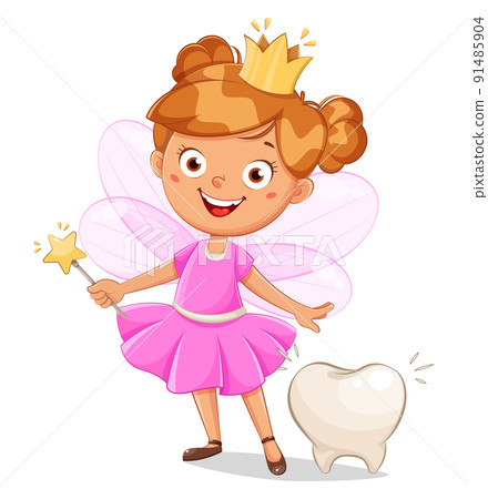 Cute little tooth fairy with crown 91485904