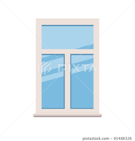 object Windows in white frames. Interior and exterior elements. 91486326
