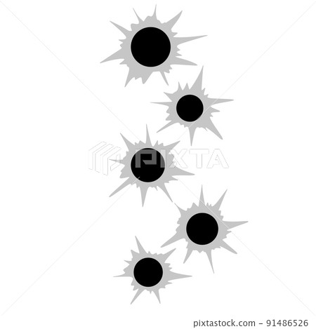 Bullet holes. Torn of gunshot hitting the wall. Template of shooting. Bullet holes. Torn of gunshot hitting the wall. Template of shooting. 91486526