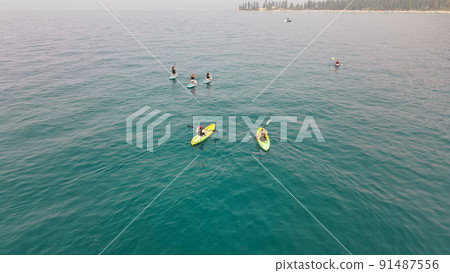 Paddle boarding on the Lake Tahoe Paddle boarding on the Lake Tahoe 91487556