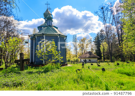 Old wooden church in Open air Museum of Folk Architecture and Folkways of Middle Naddnipryanschina in Pereyaslav, Ukraine Old wooden church in Open air Museum of Folk Architecture and Folkways of Middle Naddnipryanschina in Pereyaslav, Ukraine 91487796