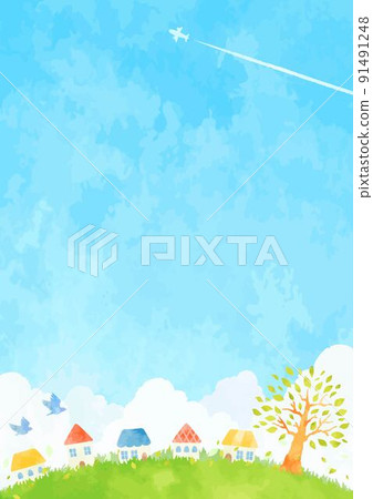 Illustration of the cityscape on the hill 91491248