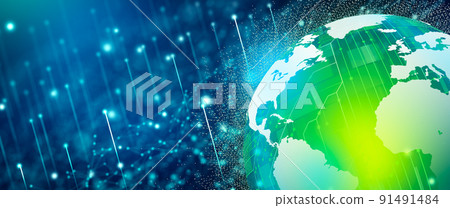 Global Social Network and Business Connection Concept. Illustration of World and Network. Future of the internet and technology. Copy space. 91491484