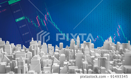 The white building and chart business image 3d rendering 91493345