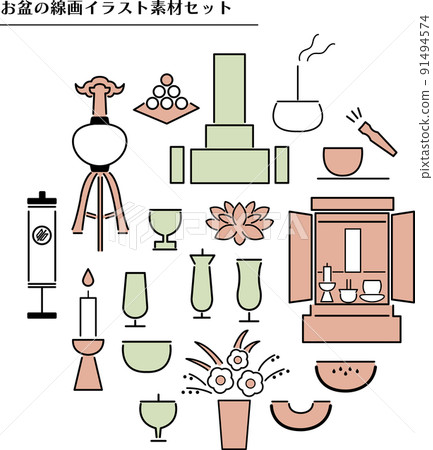 Obon illustration material set 91494574