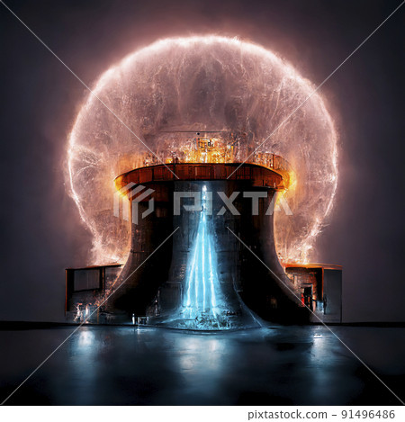 Nuclear Explosion. Radioactive Cloud Expanding from a Melting Reactor and Radiation Leak. Nuclear Explosion. Radioactive Cloud Expanding from a Melting Reactor and Radiation Leak. 91496486