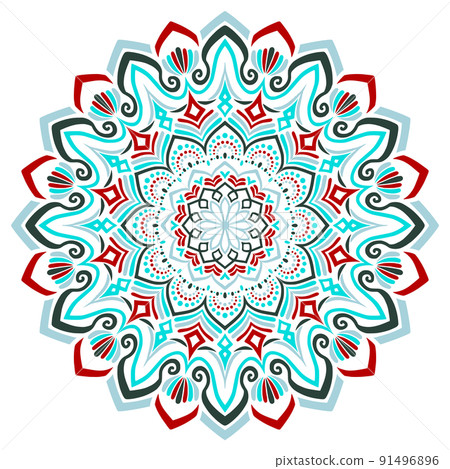 Mandala art (plants, dots, geometric patterns, vivid colors) 91496896