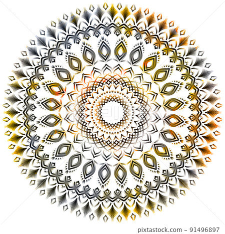 Mandala art (yellowish, geometric pattern, botanical) 91496897
