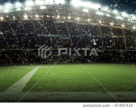 stadium with fans the night the match Celebrate the championship 91497416