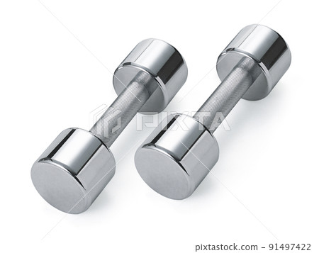 steel dumbbells isolated on white background 91497422