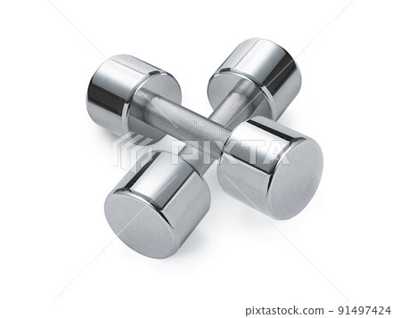 steel dumbbells isolated on white background 91497424