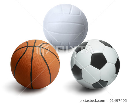 Volleyball. ball and basketball isolated on a white background Volleyball. ball and basketball isolated on a white background 91497493