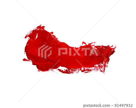 Red brush stroke isolated over white background Red brush stroke isolated over white background 91497932