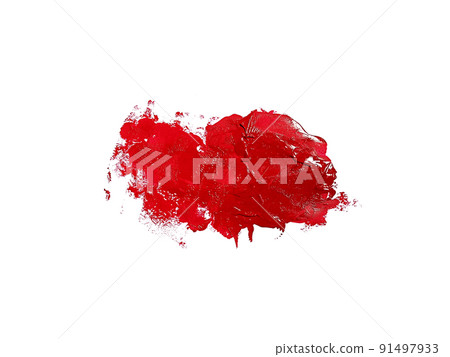Red brush stroke isolated over white background Red brush stroke isolated over white background 91497933