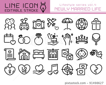 Line icon lifestyle series vol.4 newlyweds Line icon lifestyle series vol.4 newlyweds 91498627