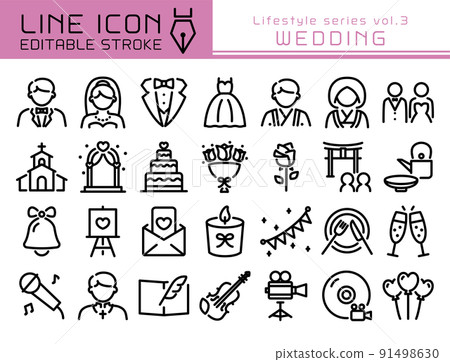 Line icon lifestyle series vol.3 wedding Line icon lifestyle series vol.3 wedding 91498630