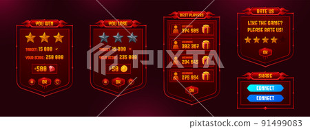 Game menu interface ui elements, settings boards Game menu interface ui elements, settings boards 91499083