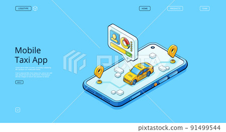 Mobile taxi app banner, online cab service Mobile taxi app banner, online cab service 91499544