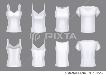 Women t-shirt or top white mockup front rear view 91499552