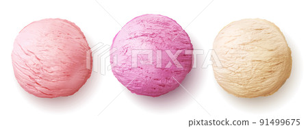 Ice cream ball realistic vector, scoop sundae Ice cream ball realistic vector, scoop sundae 91499675