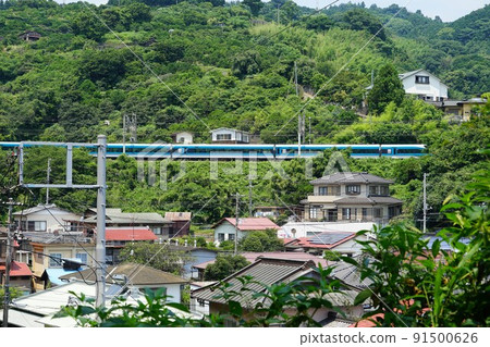 神奈川縣小田原市Komekami漁港周圍的風景 91500626