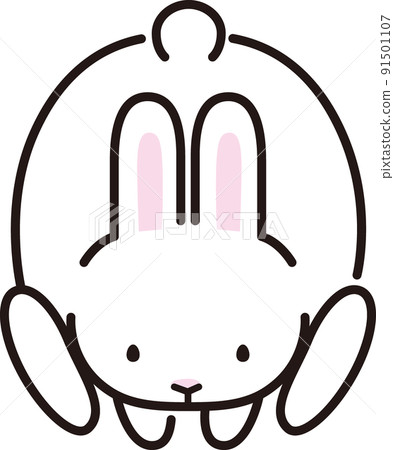 兔子朝前蜷縮著（白色） 91501107