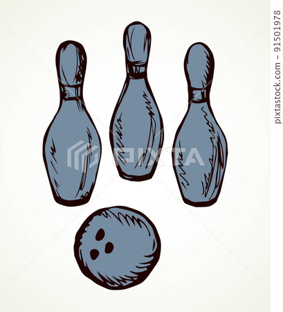 Game pins and ball. Vector drawing 91501978