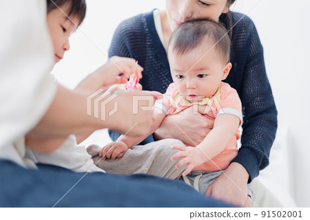 Mom watching over baby's growth Mom watching over baby's growth 91502001