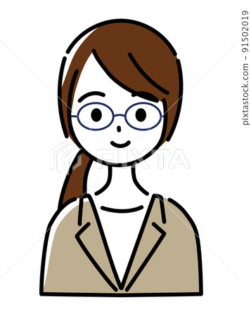 一個戴眼鏡的女人穿著西裝微笑（上半身） 91502019