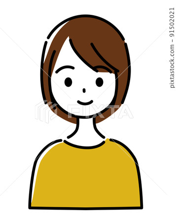 A simple smiling woman with a thick line A simple smiling woman with a thick line 91502021