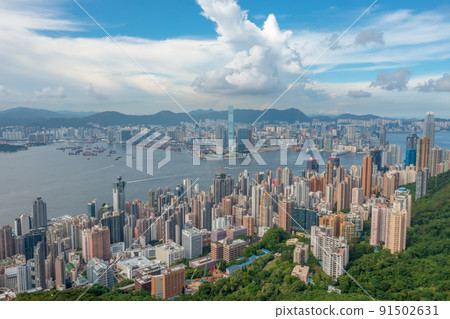 Victoria Harbour, viewing from west side of Hong Kong Island 1 May 2022 Victoria Harbour, viewing from west side of Hong Kong Island 1 May 2022 91502631