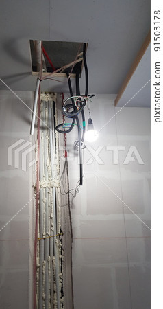 Construction site. Construction. Interior. Carpenter. Wood. Design 91503178