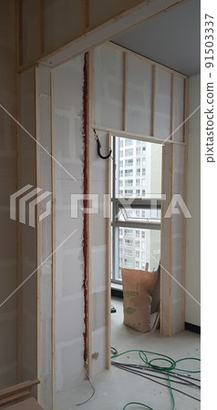 建築工地、室內、設計、天花板、木工、木材 91503337