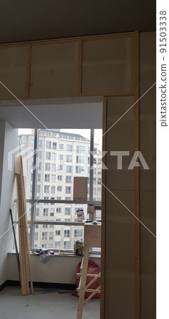 建築工地、室內、設計、天花板、木工、木材 建築工地、室內、設計、天花板、木工、木材 91503338
