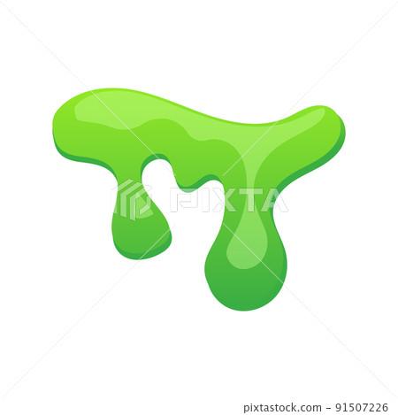 Vector slime blob liquid drop illustration and green paint drip background. Isolated slimy design and dripping splash messy. Toxic stain halloween and shiny goo. Dribble splatter and ooze zombie 91507226