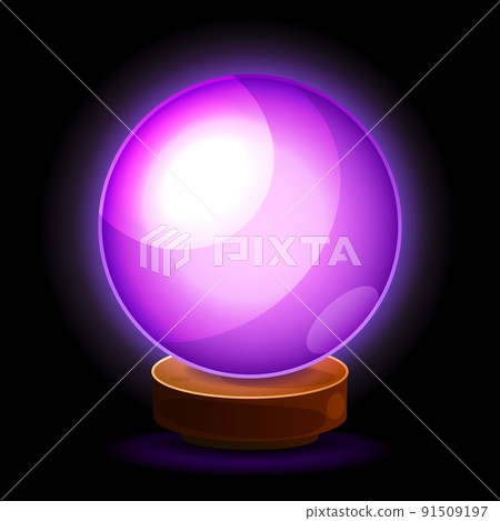 Magic Ball. Isolater realistic 3D icon. Crystal magic circle. Predict future. 91509197