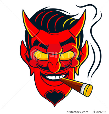Rockabilly Devil tattoo vector illustration in full Rockabilly Devil tattoo vector illustration in full 91509293