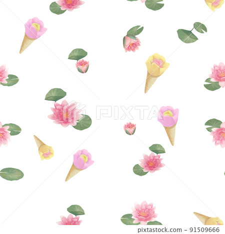 粉紅蓮花和巴巴赫拉冰淇淋框架 91509666