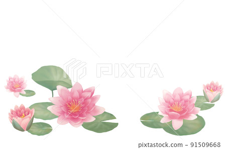 Decorative frame with pink lotus blooming 91509668