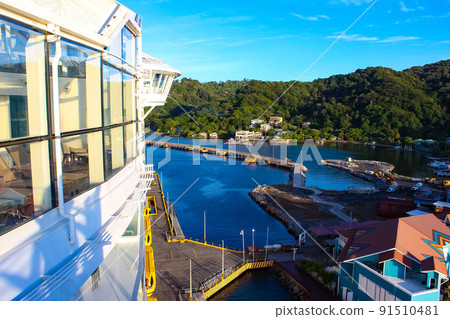 top view of port and town center of Coxen hole 91510481