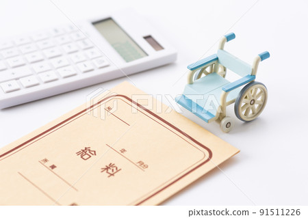 Wheelchair, salary bag and calculator Wheelchair, salary bag and calculator 91511226